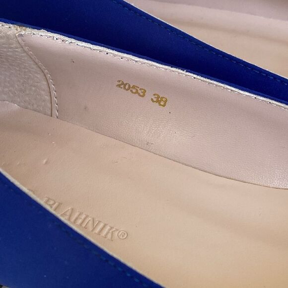 NEW! Royal Blue Satin & Crystal Buckle Embellishment Hangisi Ballet Flats - Picture 8 of 9